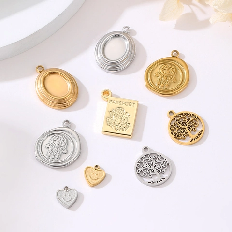 Copper DIY Pendants Hamsa Hand Tree Of Life Passport Heart Charms Jewelry Making Findings Pendant Only (Without Chain)