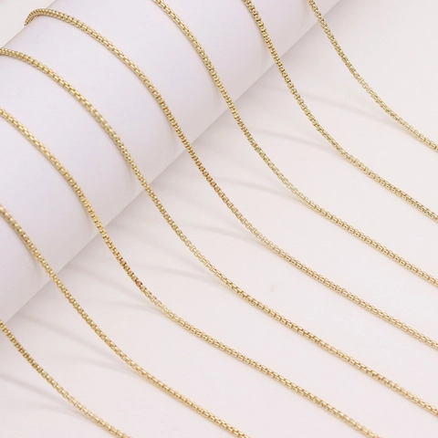 Copper Gold Plated Box Chain Necklace Link For Jewelry Making DIY Color Retaining Snake Chain Extra Fine Niche Accessory