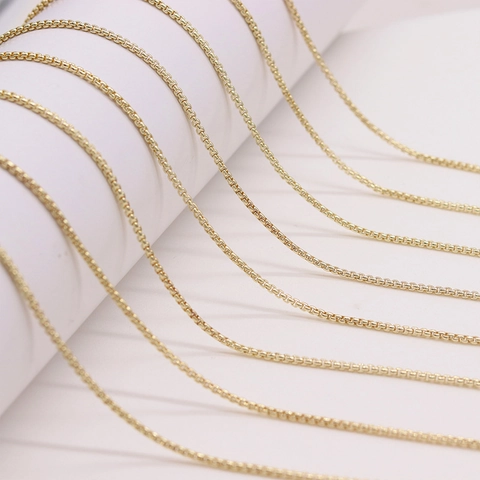 Copper Gold Plated Box Chain Necklace Link For Jewelry Making DIY Color Retaining Snake Chain Extra Fine Niche Accessory