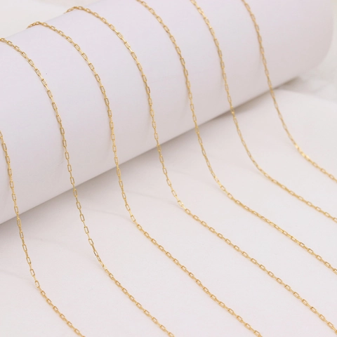 14K Gold Plated Copper Chopin Chain For DIY Jewelry Making Minimalist Cable Chain Necklace Component Jewelry Supplies