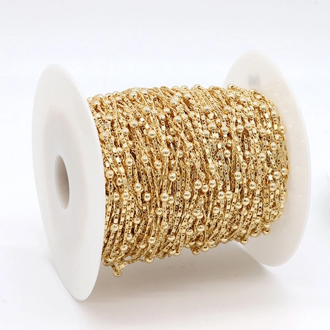 14K Gold Plated Brass Ball Bead Chain Satellite Chain For DIY Necklace Bracelet Making Handmade Jewelry Accessories Findings