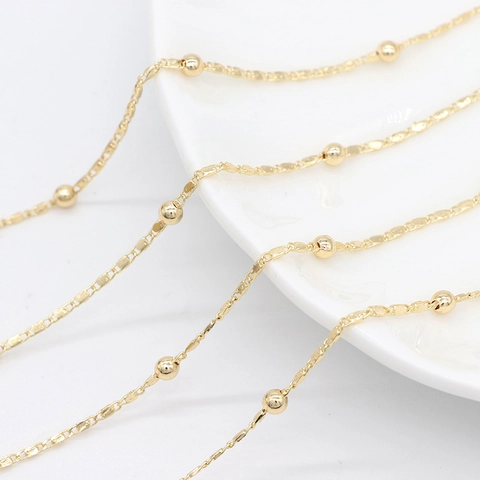 14K Gold Plated Brass Ball Bead Chain Satellite Chain For DIY Necklace Bracelet Making Handmade Jewelry Accessories Findings