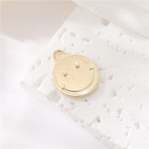 Retro 14K Gold Plated Copper Coin Charms Evil Eye Smiling Face Sun Moon Rhinestone Pendants For DIY Jewelry Making Necklaces Women
