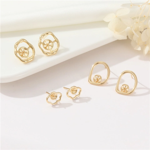 Orecchini a Bottone Minimalisti in Rame Con Perno in Argento Sterling 925 Accessori per Gioielli Fai da Te per Orecchini di Perle