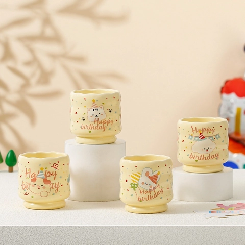 Cartoon Ceramic Mug With 3D Lid Creative Capybara Strawberry Flower Pattern High Temperature Resistant Coffee Milk Tea Cup