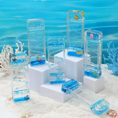 Clessidra a Liquido in Acrilico Ornamento da Scrivania Animali Marini Barca a Vela Decorazione per Ufficio Regalo Bambini