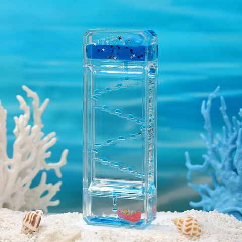 Bolle di Movimento Liquido in Acrilico Clessidra con Gocce d'Olio Creative Giocattolo Sensoriale Ornamento da Scrivania Regalo per Decorazione Casa Ufficio