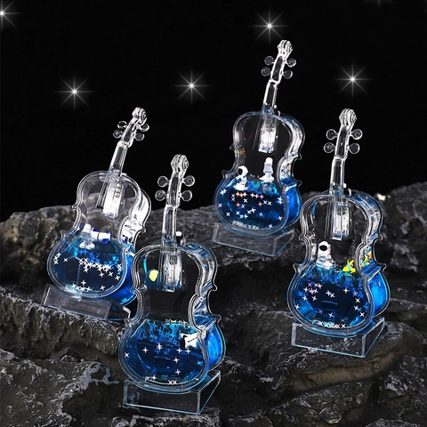 Weltraum Astronaut Violine Form Leuchtend Treibsand Ornament Acryl Flüssiger Sand Schreibtisch Dekor Kreativ Geschenk