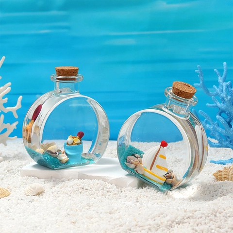 Bouteille de Dérive Fluide Créative d'Animaux Marins Ornement de Bureau en Acrylique Style Méditerranéen Décoration Miniature Cadeau Enfants