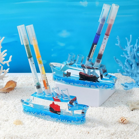 Unsinkable Cruise Ship Fluid Drift Bottle Acrylic Liquid Wave Paperweight Desk Decor Stress Relief Ornament For Office Home