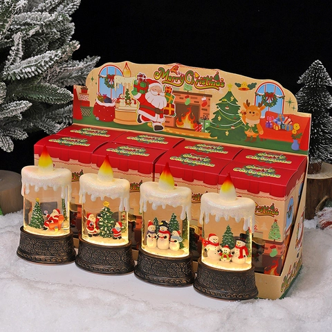 Carillon Natalizio LED Lanterna Palla di Neve Babbo Natale Pupazzo di Neve Sfera d'Acqua Glitterata Ornamento Natalizio Regalo