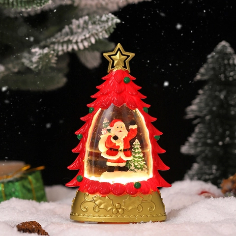 Lámpara de Bola de Nieve de Cristal de Árbol de Navidad Luz Nocturna LED Con Música Adorno de Escritorio Festivo Regalo
