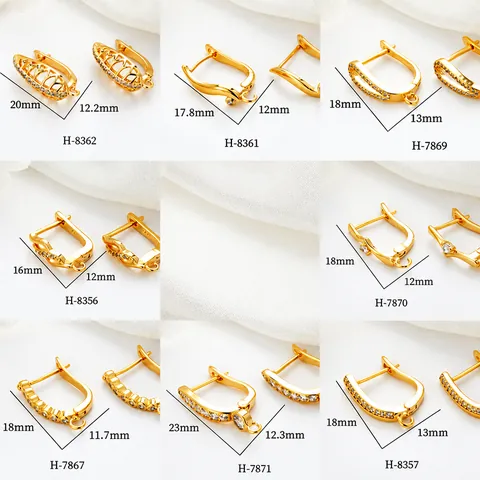 14K Gold Plated Brass Zircon Earring Findings Leverback Hooks For DIY Jewelry Making Minimalist Earring Posts For Women