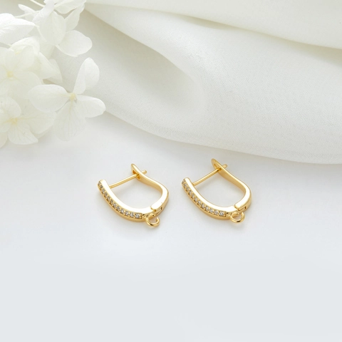 Accessoires de Boucles d'Oreilles en Laiton Plaqué Or 14K avec Zircon Dormeuses pour Création Bijoux DIY Femmes