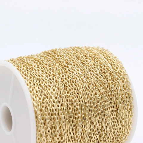 Catena a Maglie in Ottone Placcato Oro Real 14K per Accessori Creazione Gioielli DIY Catena Minimalista per Collana Braccialetto Materiale Artigianale