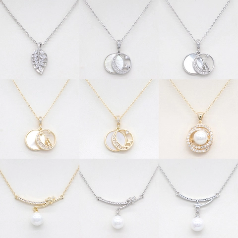 Copper Mother Of Pearl Artificial Pearl Rhinestone Layered Necklace For Women Hip Hop Evil Eye Moon Star Pendant Jewelry