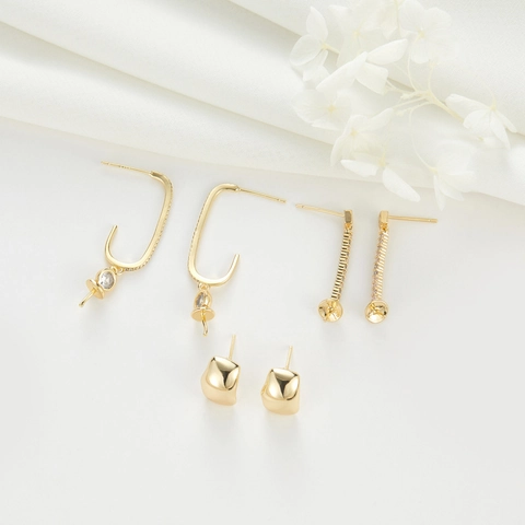 Accessori per Orecchini Fai-da-te Rame Perno in Argento Sterling 925 Geometrico Forma a U Placcato Oro Gioielli Semilavorati