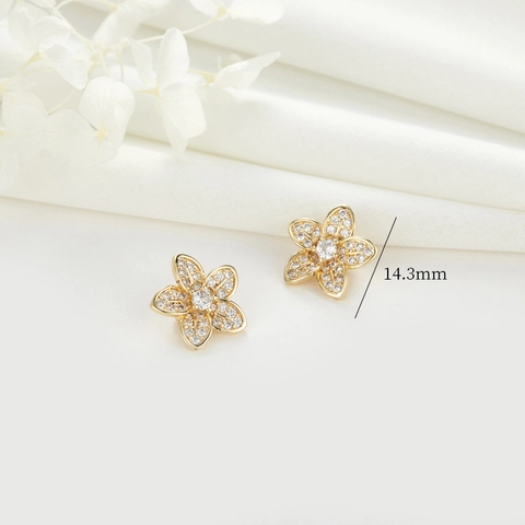 14K Vergoldeter Kupfer Blumenblatt Verbinder Doppel Loch Strass Perlen Für DIY Armband Halskette Schmuckherstellung Zubehör