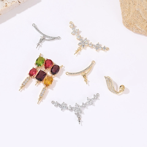 Vintage 14K Vergulde Messing Zirkonia Bloem Ster Hanger DIY Sieraden Ketting Blauweregen Bloem Charme Accessoire