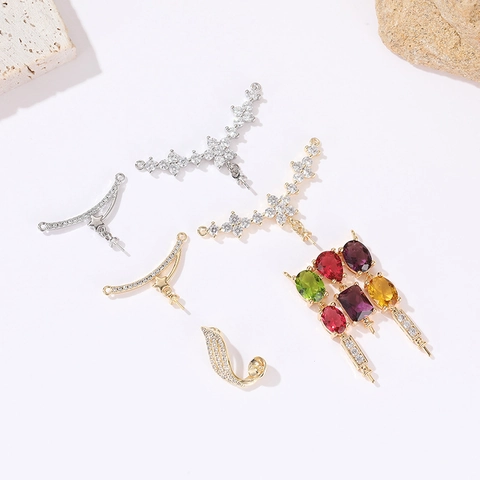 Vintage 14K Vergulde Messing Zirkonia Bloem Ster Hanger DIY Sieraden Ketting Blauweregen Bloem Charme Accessoire