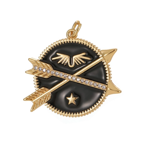Copper Drip Oil Tarot Card Pendant Charm Vintage Hip Hop Style Necklace Pendant Jewelry Gift For Women