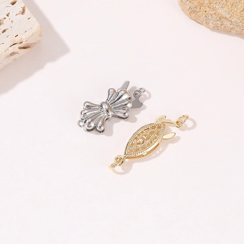 Accessoires de Bijouterie Main Laiton Nœud Filigrane Fermoir Connecteur Pour DIY Collier Bracelet Or Argent Plaqué