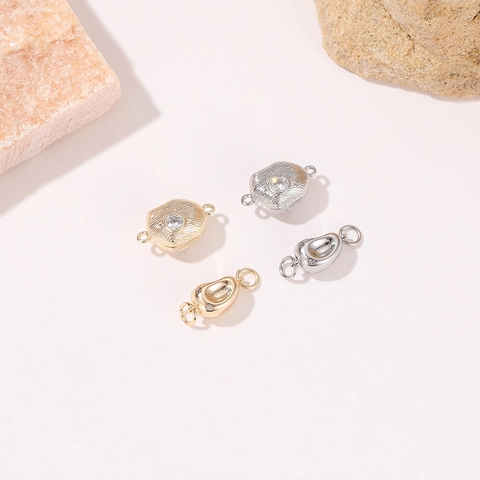 Chiusura Magnetica in Rame Placcato Oro 14K Connettore in Zirconia Design Organico Irregolare per Collana di Perle Fai da Te Bracciale Gioielli