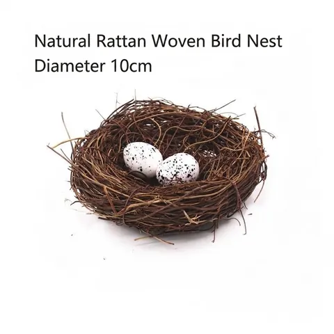 Nido di Uccello in Rattan Intrecciato a Mano per Pasqua Con Uova Macchiettate Decorazione Pastorale Naturale per Casa Foto Proposta