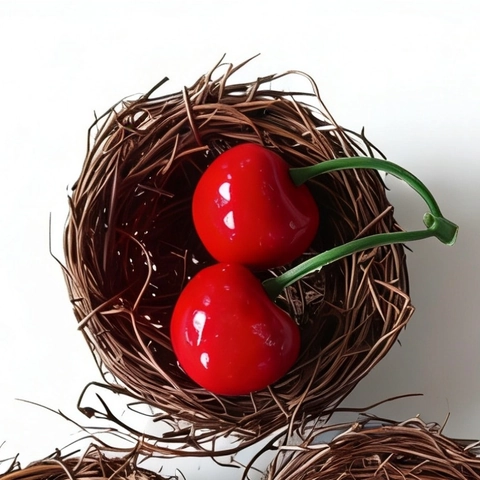Ostern Gewebtes Rattan Vogelnest Set Künstliche Gänseblümchen Und Kirschen Für Heimparty Dekor Fotografie Requisiten