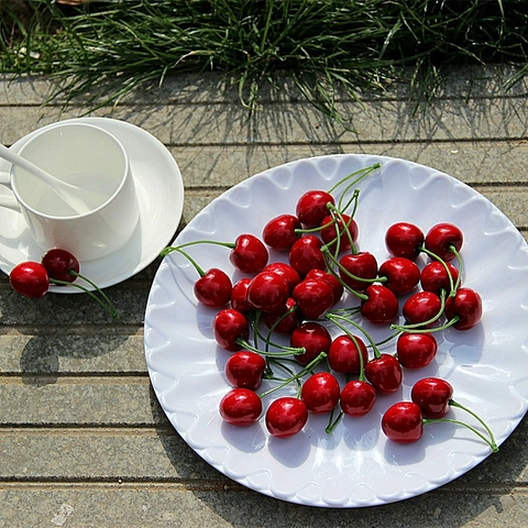 Realistic Plastic Simulation Red Cherry Model For Home Decoration Shop Window Display Food Photography Props Artificial Fruit Ornament