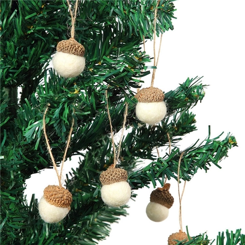 Ciondolo a Ghianda in Feltro di Lana Fatto a Mano Ornamenti Natalizi da Appendere Stile Foresta DIY Ringraziamento Casa Decorazione