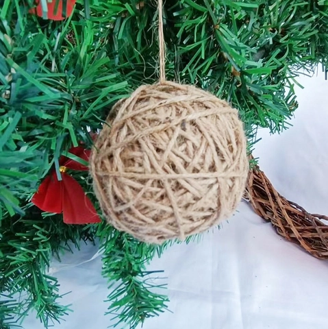 Palla Appesa per Albero di Natale in Corda di Canapa Intrecciata a Mano Sfere Decorative Colorate per Fai da Te Decorazione
