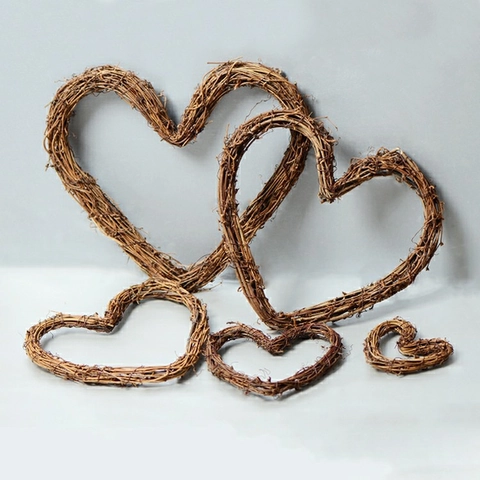 Ghirlanda in Rattan Naturale a Forma di Cuore Anello di Vite Intrecciato per Decorazione di Matrimoni Feste Casa DIY