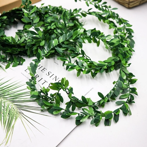 Artificial Green Leaf Vine Garland With Iron Wire For Wedding Party DIY Wreath Decor Home Garden Wall Hanging Foliage