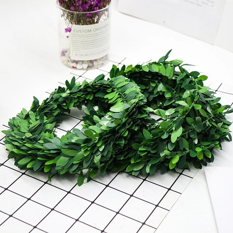 Artificial Green Leaf Vine Garland With Iron Wire For Wedding Party DIY Wreath Decor Home Garden Wall Hanging Foliage