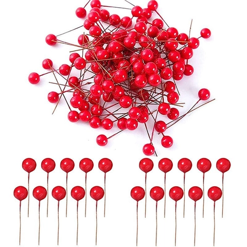 Künstliche Rote Beerenstiele Weihnachtsbaum Dekoration Rote Stechpalmenbeeren Auf Stielen Für DIY Kranz Haus Party Dekor