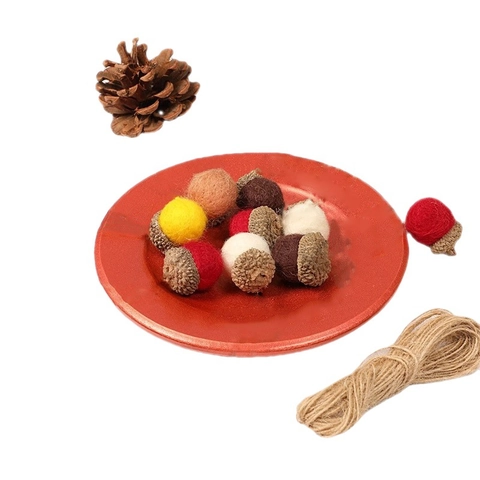 Handmade Polyester Wool Felt Acorn Ornaments With Natural Cap Rustic Christmas Tree Hanging Decorations For Holiday Party Decor