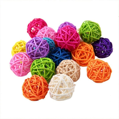 Sfere in Rattan Colorate da 3cm Sfere Decorative Tessute per Decorazione Casa Festa Matrimonio Fai da Te e Giocattolo per Pappagalli