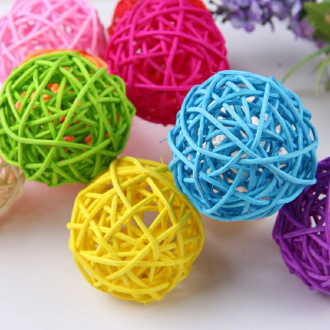Palle Decorative in Rattan Naturale Colorate Intrecciate a Mano per Casa Matrimonio Festa Decorazione Vaso Filler Artigianato