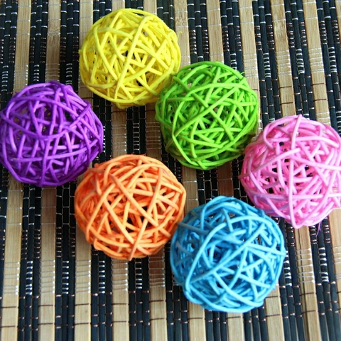 Palle Decorative in Rattan Naturale Colorate Intrecciate a Mano per Casa Matrimonio Festa Decorazione Vaso Filler Artigianato