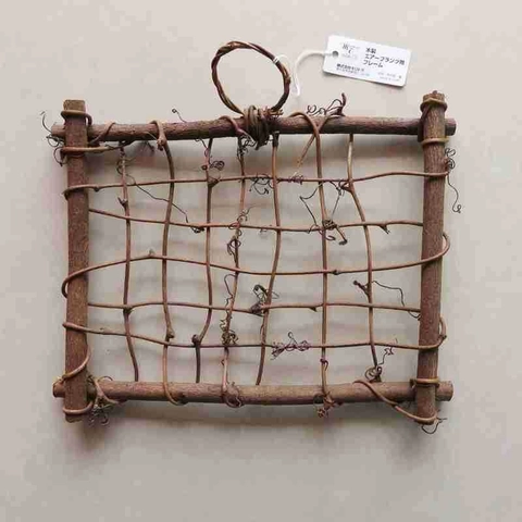 Handgefertigter Natürlicher Rattan Holzast Rahmen Luftpflanzenhalter Hängende Wanddeko Rustikaler Gitter Pflanzenständer Display Requisite