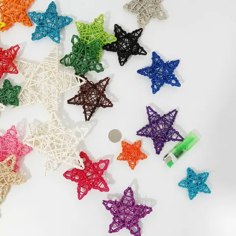 Adorno Colgante de Estrella de Cinco Puntas de Ratán Tejido para Árbol de Navidad Hogar Fiesta Decoración Manualidades