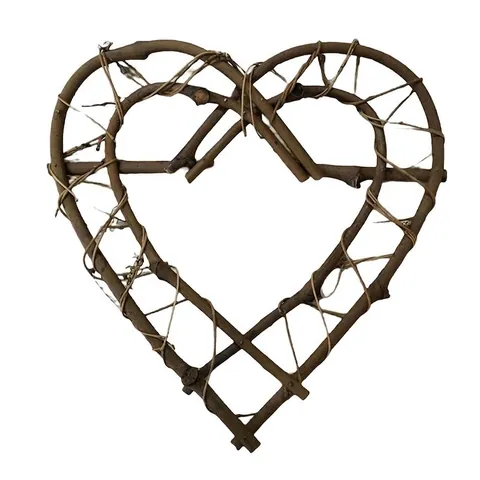 Marco Geométrico Tejido de Ratán Natural Corazón Cuadrado Casa Estrella Soporte Planta Aire Decoración Pared Rústica DIY