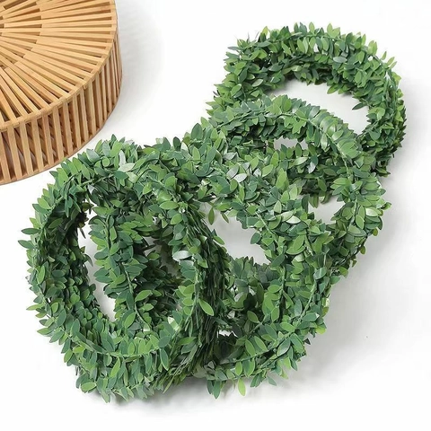 7.5m DIY Artificial Green Leaf Garland Flexible Wire Rattan For Wedding Party Home Decoration Handmade Floral Accessories