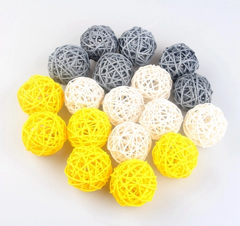 Balles en Rotin Tissées Décoratives 7cm Fibre Végétale Naturelle Sphère Creuse Pour Mariage Fête Maison Bureau Photographie Décor