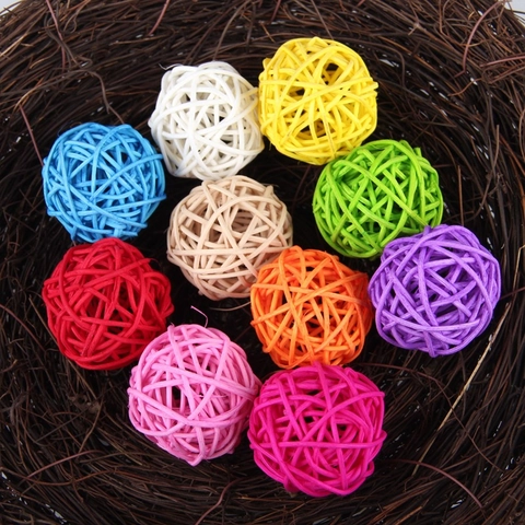 7cm Decorative Woven Rattan Balls Natural Plant Fiber Hollow Out Sphere For Wedding Party Home Office Photography Props Decor