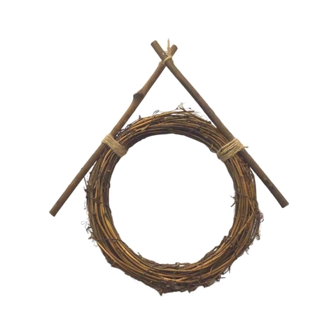Natürlicher Rattan Kranz Rahmen Hausform Rebenring Für DIY Weihnachten Hochzeit Haus Wandbehang Dekoration