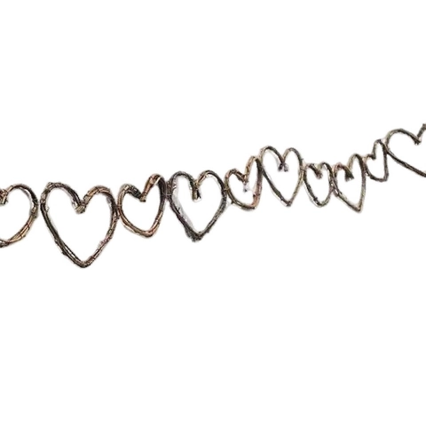 Guirnalda Colgante de Ratán en Forma de Corazón Hecha a Mano Color Madera Natural para San Valentín Boda Fiesta Pared