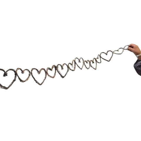 Guirnalda Colgante de Ratán en Forma de Corazón Hecha a Mano Color Madera Natural para San Valentín Boda Fiesta Pared