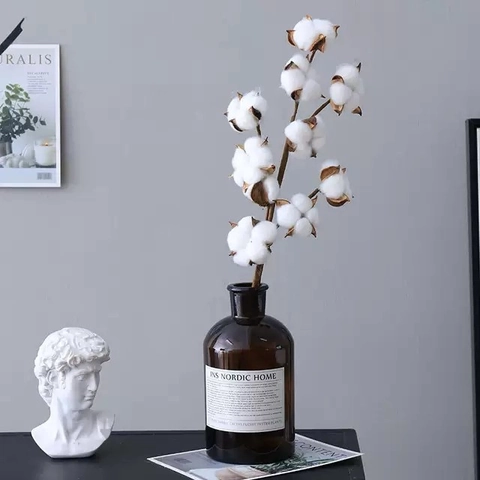 Natural Dried Cotton Flower Bouquet For Home Decor Minimalist Nordic Style White Cotton Bolls Stems For DIY Wedding Arrangement